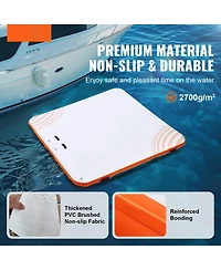 Mecale 10 x 10 Feet Inflatable Floating Dock Platform with Non-Slip Surface and Ladder