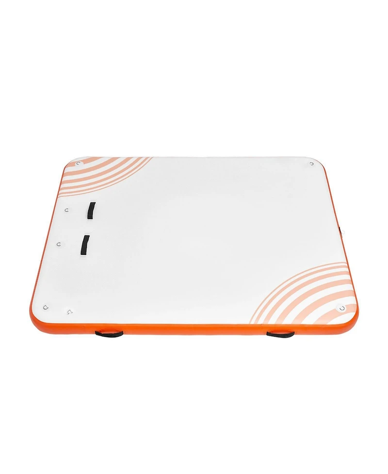 Mecale 6 x 5 Feet Inflatable Floating Dock Platform with Non-Slip Surface and Ladder