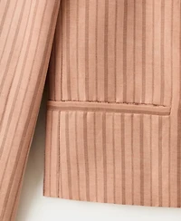 Selection Mango Women's Cropped Striped Linen Blazer