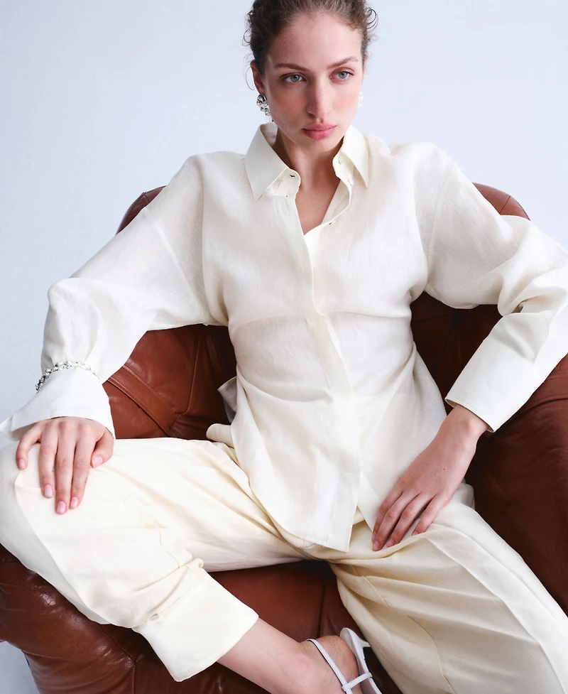 Selection Mango Women's Tie Linen Blouse