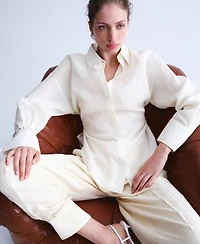 Selection Mango Women's Tie Linen Blouse