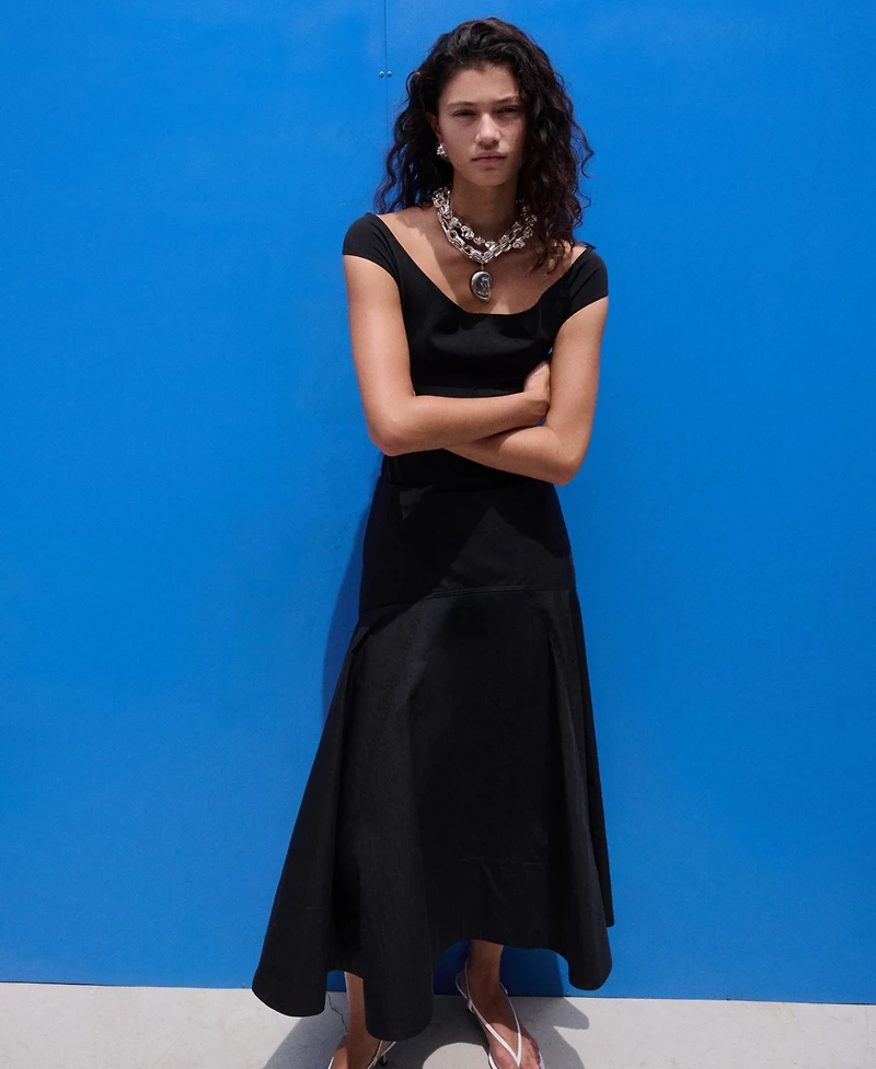 Selection Mango Women's Seams Flared Skirt