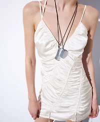 Selection Mango Women's Adjustable Ruched Satin Dress