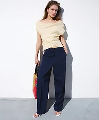 Selection Mango Women's Straight Low-Rise Suit Pants