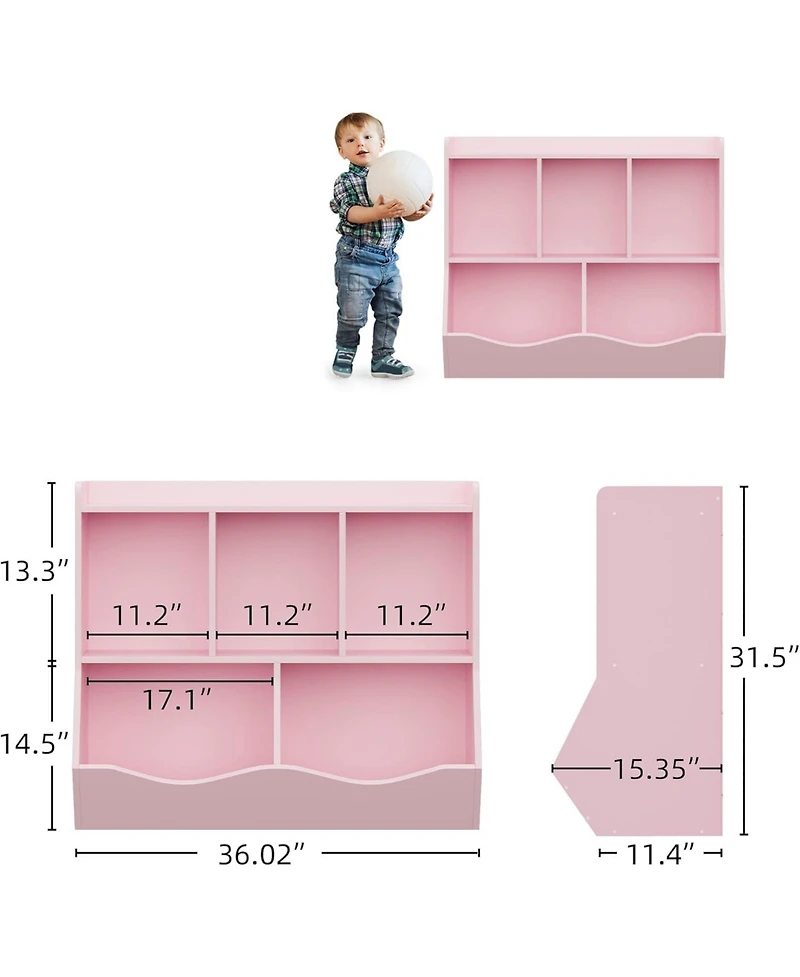 gaomon Multi-Shelf Toy Bookshelf and Bookcase, 2-Piece Cubby Organizer Cabinet for Storage, Bedroom, Playroom