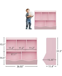 gaomon Multi-Shelf Toy Bookshelf and Bookcase, 2-Piece Cubby Organizer Cabinet for Storage, Bedroom, Playroom