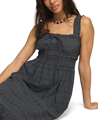 Lucky Brand Women's Smocked Waist Square Neck Midi Dress