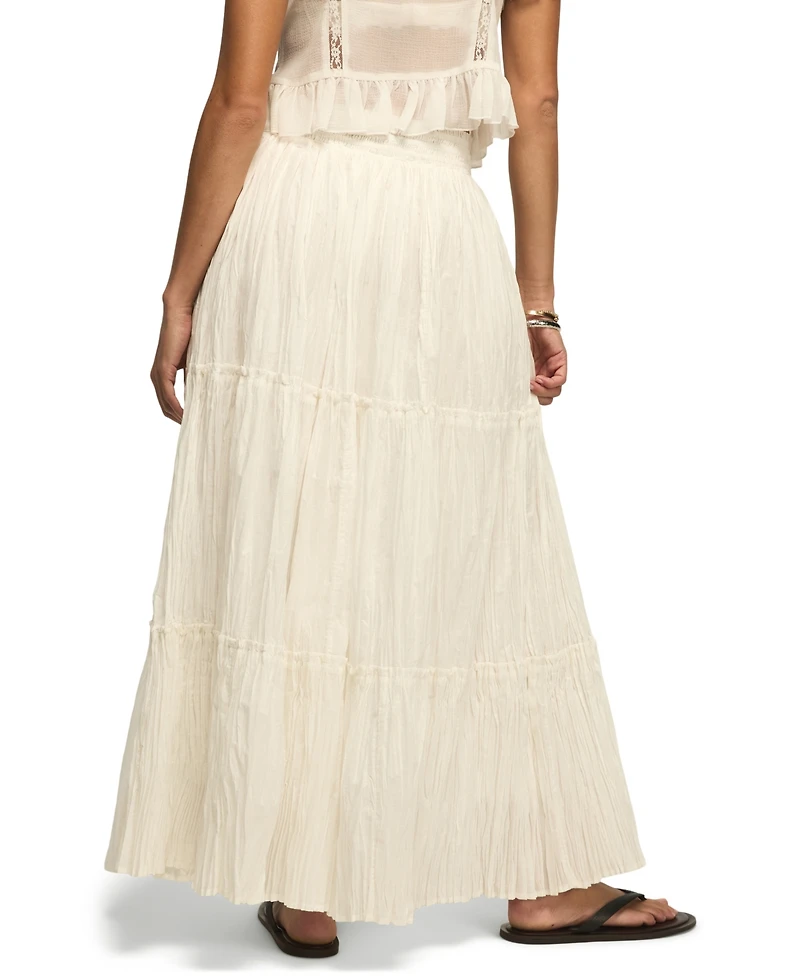 Lucky Brand Women's Tiered Broomstick Pull-On Maxi Skirt
