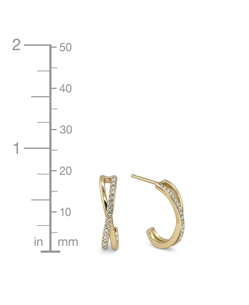 And Now This Clear Crystal Criss Cross Hoop Set in Silver Plate and Gold Plate