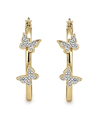 And Now This Hoop Earring with Clear Crystal Butterflies Silver Plate or Gold