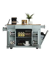 Streamdale Furniture Rolling Kitchen Island Trash, Power, Storage, 3 Drawers