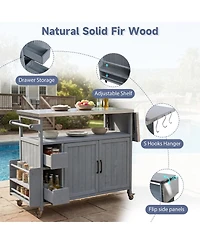 Streamdale Furniture Farmhouse Rolling Outdoor Kitchen Cart Stainless Top