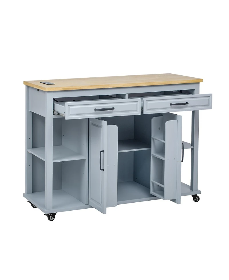 Streamdale Furniture 47" Kitchen Island Extendable Table, Storage, Power Outlet