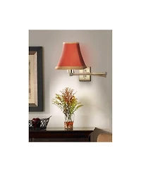 Barnes and Ivy Modern Swing Arm Wall Lamp Antique Brass Plug-In Light Fixture Rust Orange Square Shade for Bedroom Bedside Reading