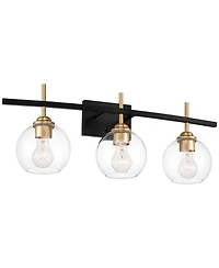 360 Lighting Modern Wall Light Sconce Black Gold Hardwire 27" 3-Light Fixture Clear Glass Globe for Bedroom Bathroom Vanity Home