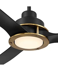 Casa Vieja 56" Veyron Modern Indoor Outdoor Ceiling Fan 3 Blade Led Light Remote Control Matte Black Finish Bedroom Damp Rated