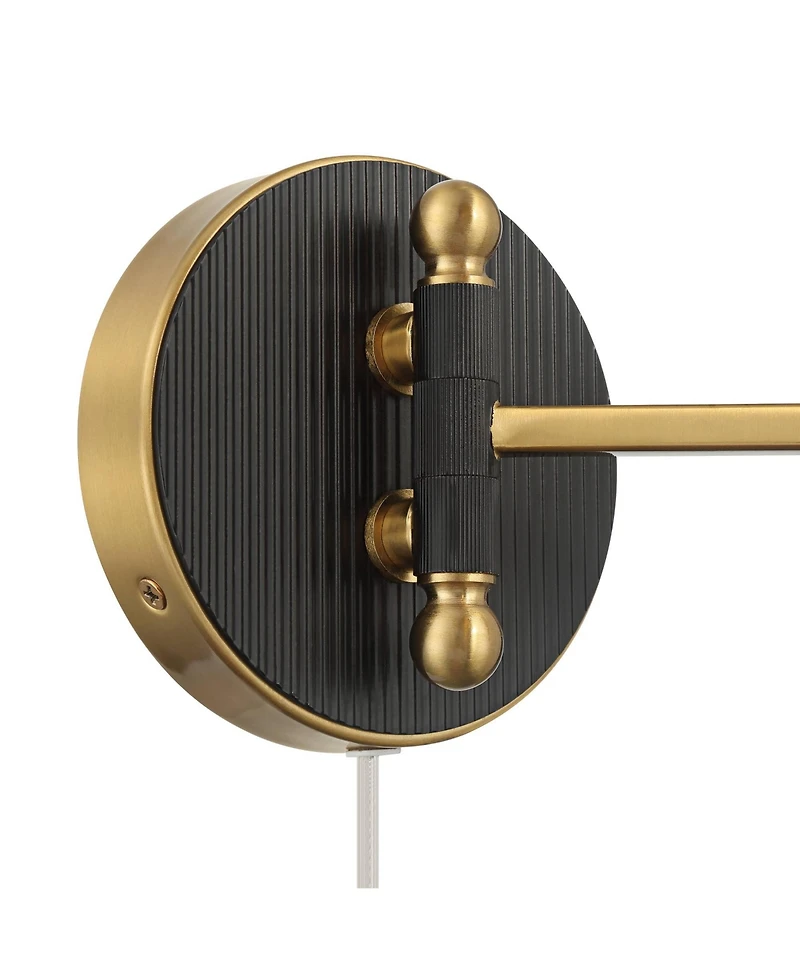 Possini Euro Design Possini Euro Rumi 13 1/4"H Gold and Black Swing-Arm Plug-In Wall Lamp