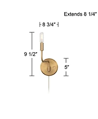 Possini Euro Design Possini Euro Ophelia 9 1/2"H Warm Brass Plug-in Swing-Arm Wall Sconce