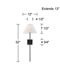 Possini Euro Design Possini Euro Ayla 32" High Black and White Linen Wall Sconce