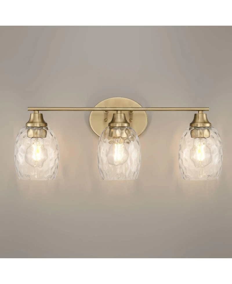 Possini Euro Design Possini Euro Stellan 22"W Satin Brass Water Glass 3-Light Bath Light