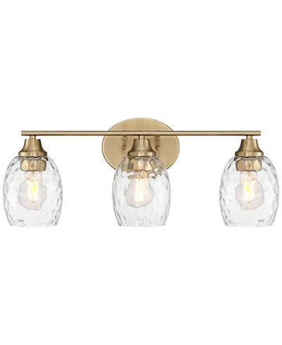 Possini Euro Design Possini Euro Stellan 22"W Satin Brass Water Glass 3-Light Bath Light