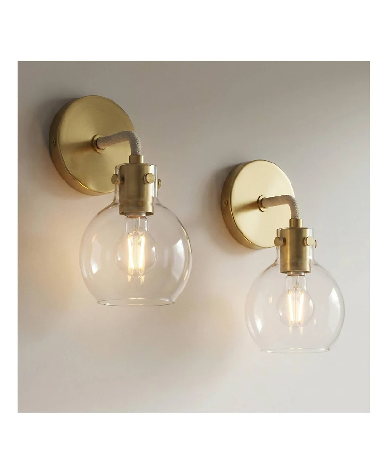 Possini Euro Design Possini Euro Wicander 11 1/4" High Antique Brass Wall Sconce Set of 2