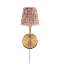 Possini Euro Design Ophelia 9 1/2"H Warm Brass Plug-In Wall Sconce Pink Floral Shade