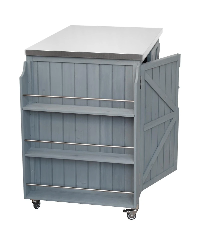 Streamdale Furniture Outdoor Kitchen Island Side Shelf, Storage, Ss Top, Wheels