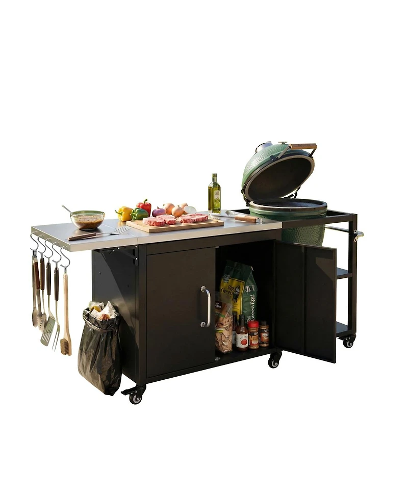 Streamdale Furniture Outdoor Grill Cart with Storage and Drop Leaf for Big Green Egg