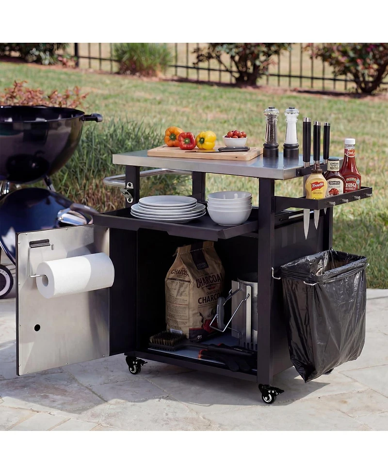 Streamdale Furniture Outdoor Grill Cart Storage, Stainless Top, Wheels