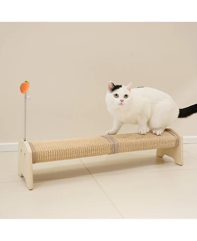 Aronkl Horizontal Sisal Cat Scratch Pad Large Scratcher With Spring Protect Furniture For Indoor Kitten