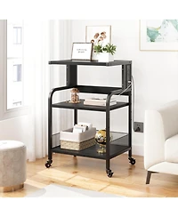 gaomon Printer Stand with Usb Power Ports, 3-Tier Rolling Cart, Adjustable Shelf, Heavy Duty Multifunction Table for Office or Kitchen