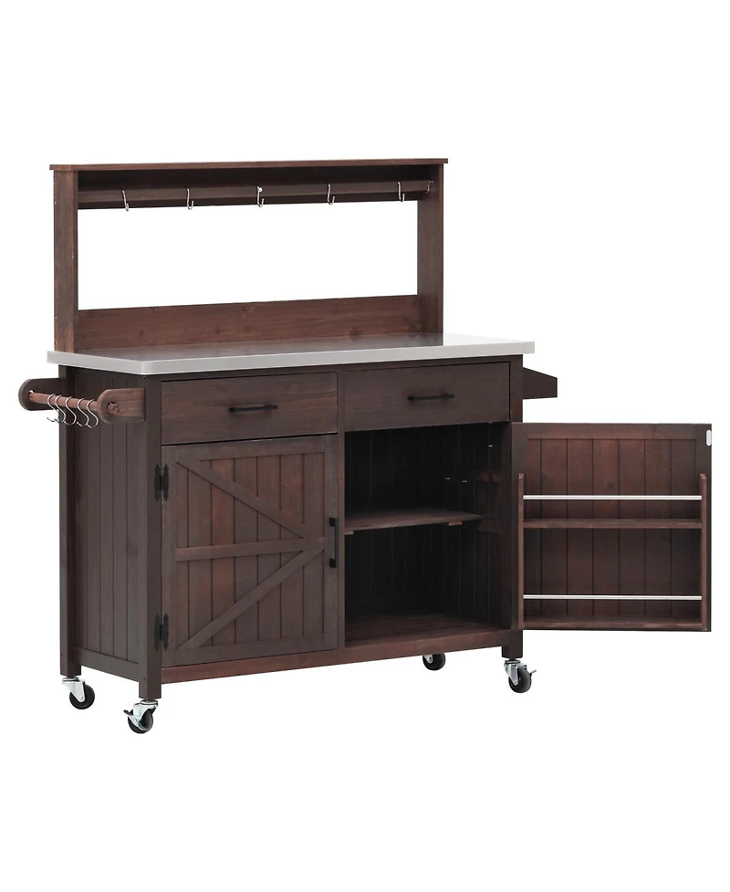 Streamdale Furniture Outdoor Kitchen Island with Stainless Steel Top and Storage
