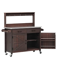 Streamdale Furniture Outdoor Kitchen Island with Stainless Steel Top and Storage