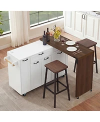 Streamdale Furniture Kitchen Island Extendable Table and Trash Storage