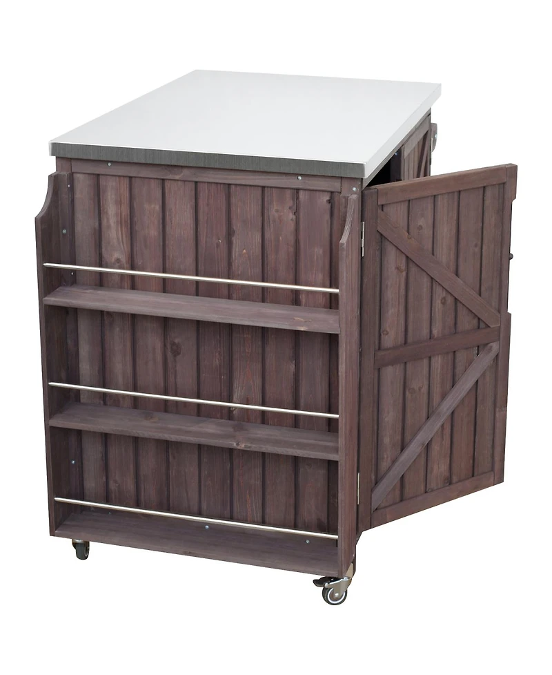 Streamdale Furniture Outdoor Kitchen Island Side Shelf, Storage, Ss Top