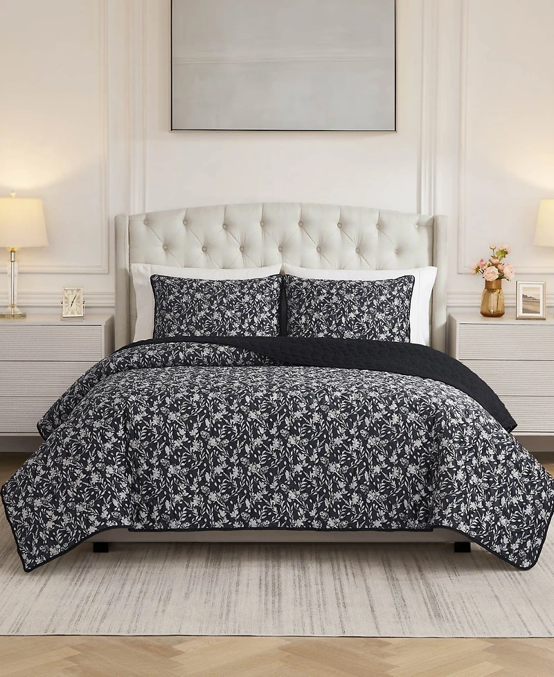 Bcbg Floral Vanna Velvet 3-Pc. Quilt Set, Full/Queen