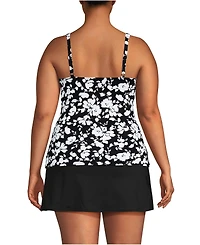 Lands' End Women's Plus Chlorine Resistant V-Neck Wrap Underwire Tankini Swimsuit Top Adjustable Straps