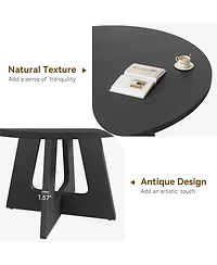 Homfan Round Dining Table, Farmhouse Table for 4-6, Mid Century Wood with Wide Top and Cross Base, Circle Kitchen