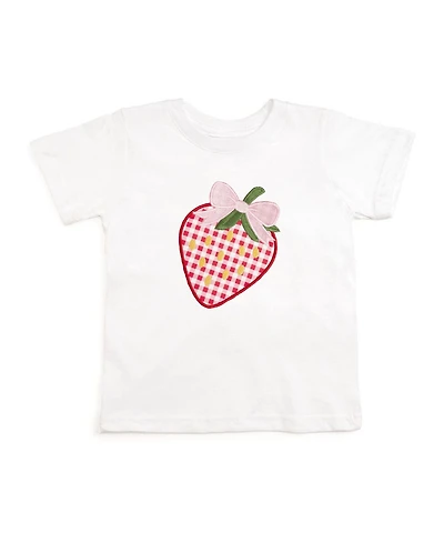 Sweet Wink Little Girls Strawberry Patchwork Short Sleeve T-Shirt