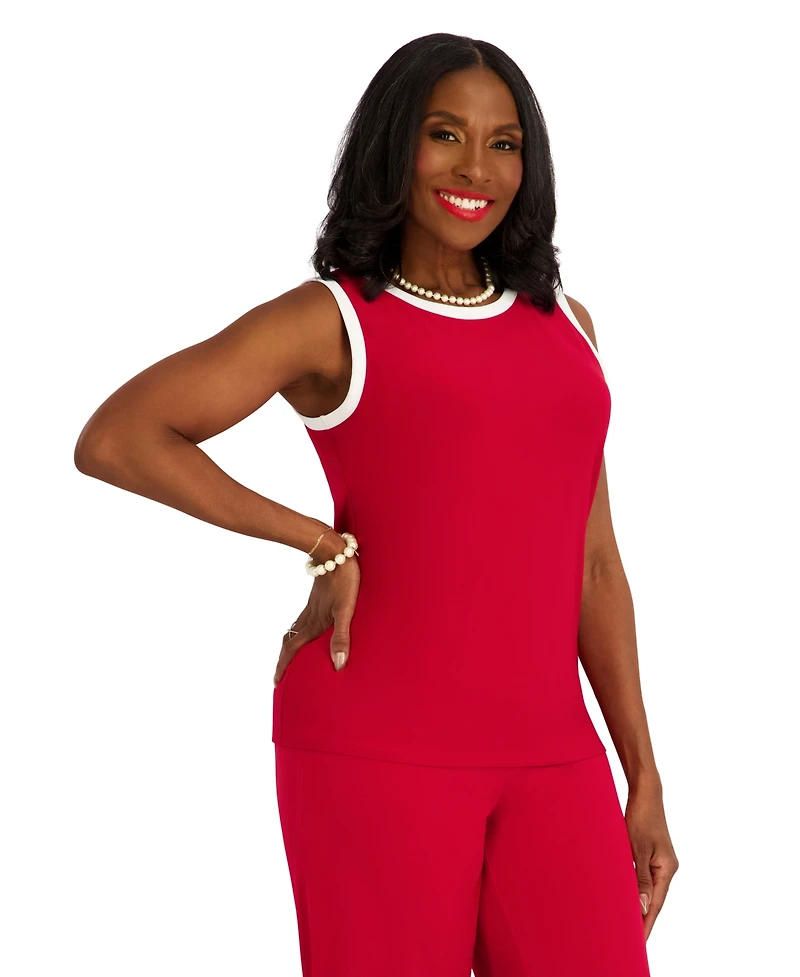Kasper Women's Crewneck Sleeveless Blouse