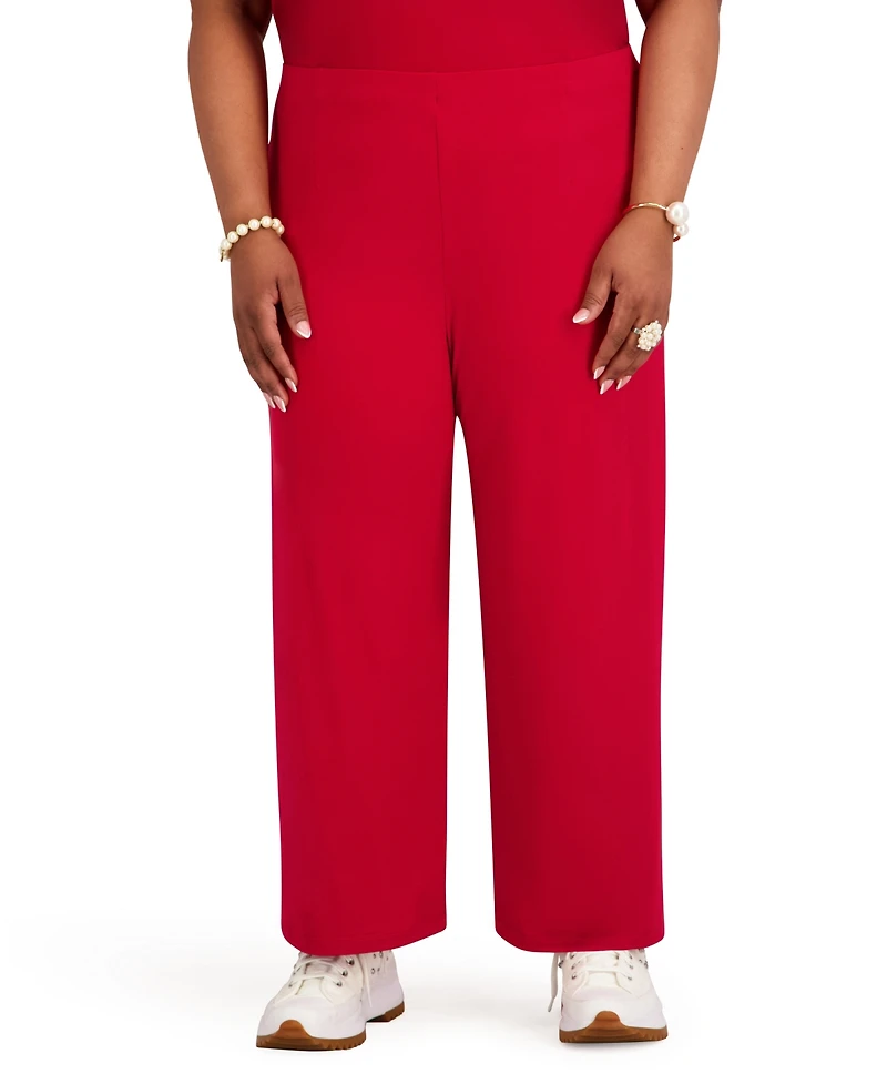 Kasper Women's High-Rise Pull-On Wide-Leg Cropped Pants