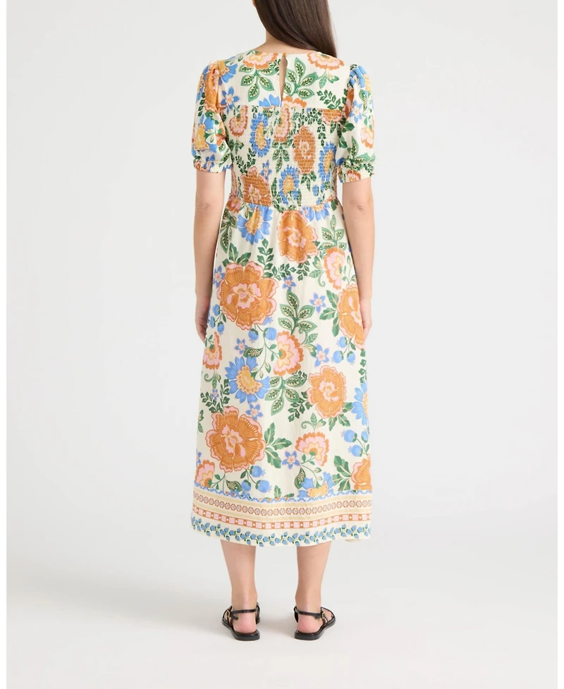 Ellen Tracy Women's Puff-Sleeve Midi Dress