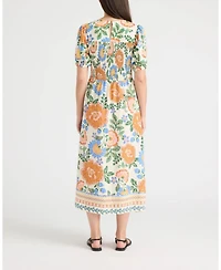 Ellen Tracy Women's Puff-Sleeve Midi Dress