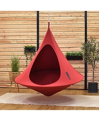Vivere Double Cacoon Hanging Chair Indoor/Outdoor Polyester Canvas Hammock, Red