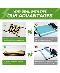 Happy Jump 7'x5' Soccer Goal Net with Agility Ladder 12 Rung 20 Ft Speed Training