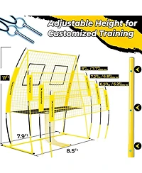Happy Jump 8x11 Ft Professional Adjustable Volleyball Training Equipment, 3 Height Levels (6.5-8 Ft) Includes Volleyball for Indoor/Outdoor Training