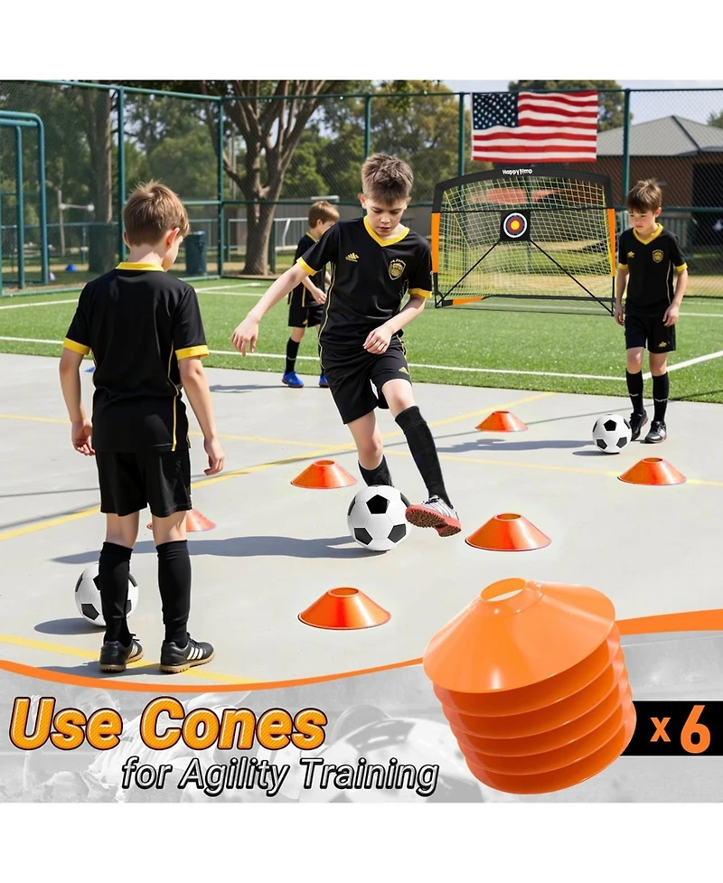 Happy Jump Soccer Goal 7'x5', 6.6 x3.3', 5'x3.6', 4'x3', 3'x2.2' Soccer Net for Kids Backyard
