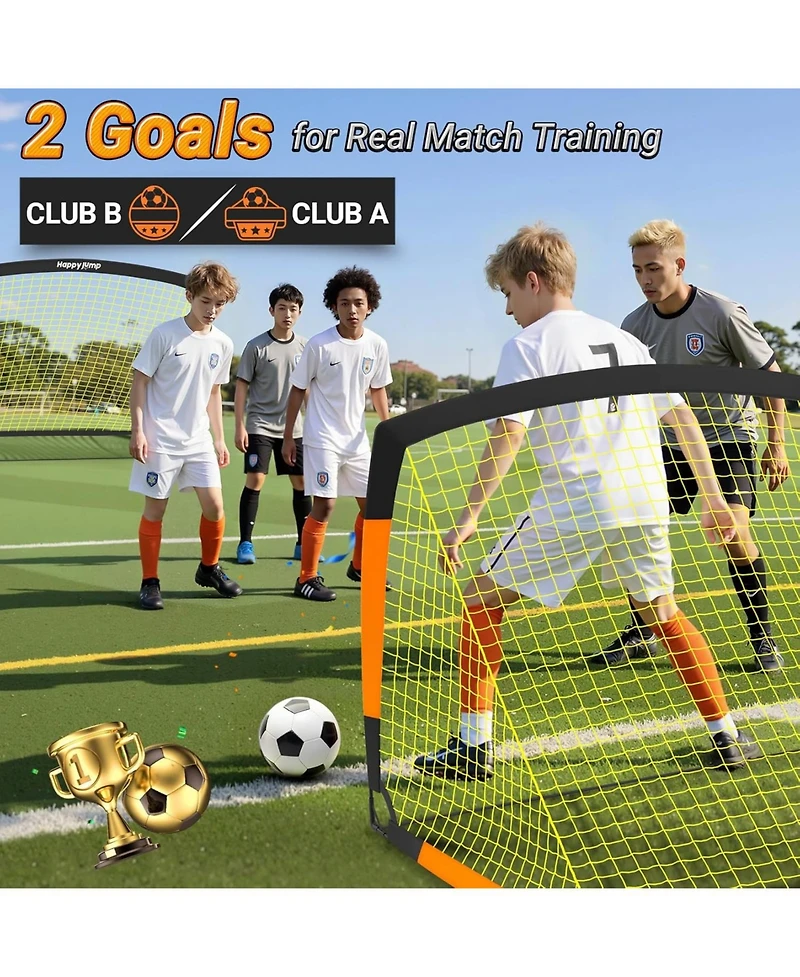 Happy Jump Soccer Goal 7'x5', 6.6 x3.3', 5'x3.6', 4'x3', 3'x2.2' Soccer Net for Kids Backyard