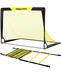 Happy Jump 3'x2.2' Soccer Goal with Agility Ladder 12 Rung 20 Ft for Kids Practice